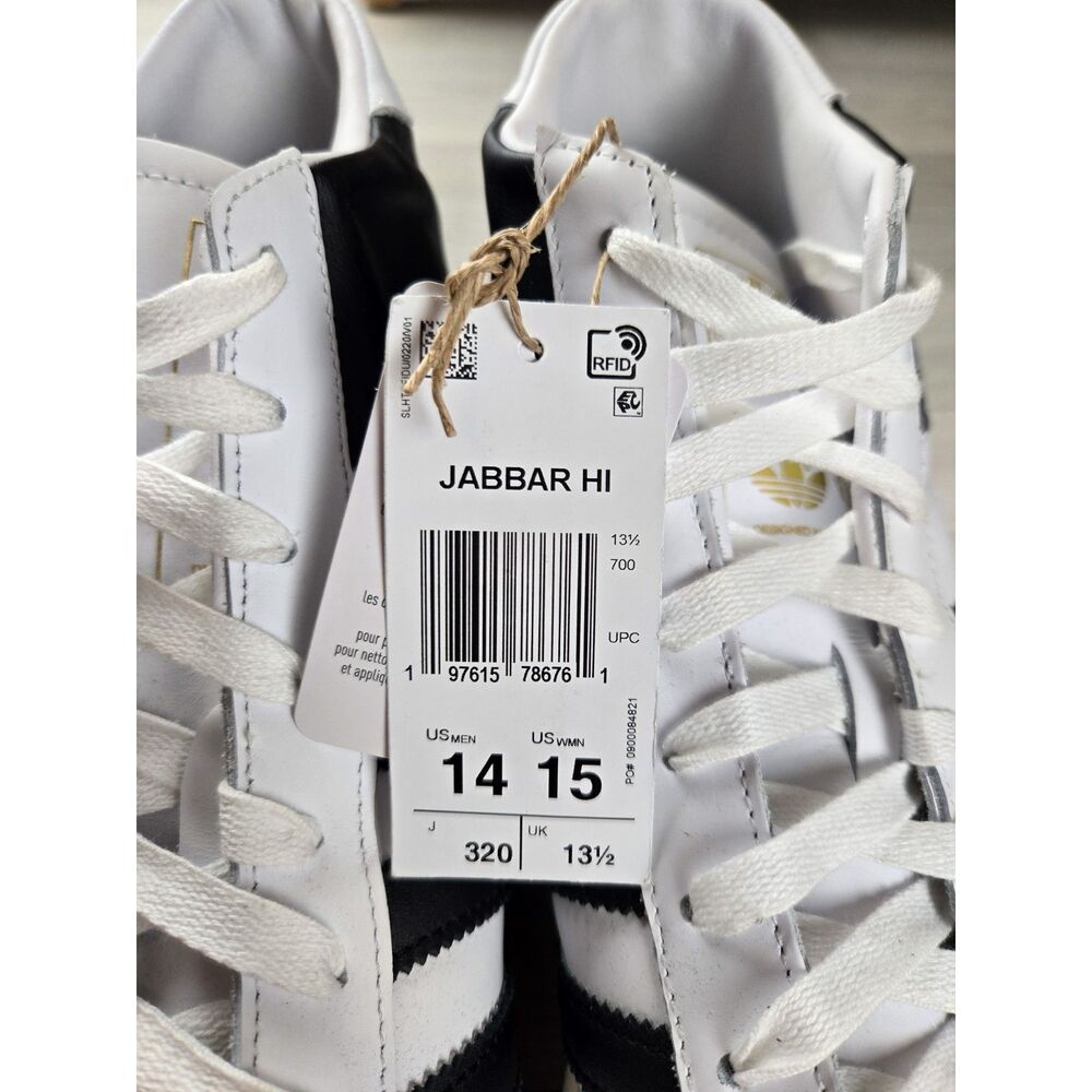 adidas Originals Abdul-Jabbar Hi White Core Black High Top Shoes Mens 14 NWT - Picture 3 of 10
